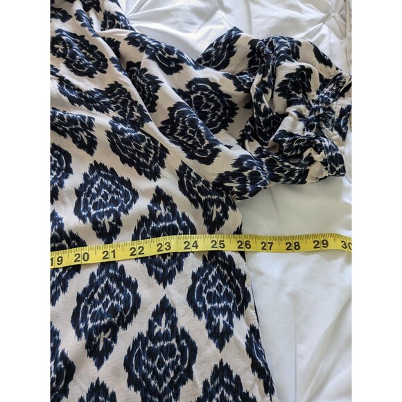 Marina Luna Blouse Women's Sz 2X Boho Peasant Navy Cream Medallion Soft Rayon - Picture 12 of 13